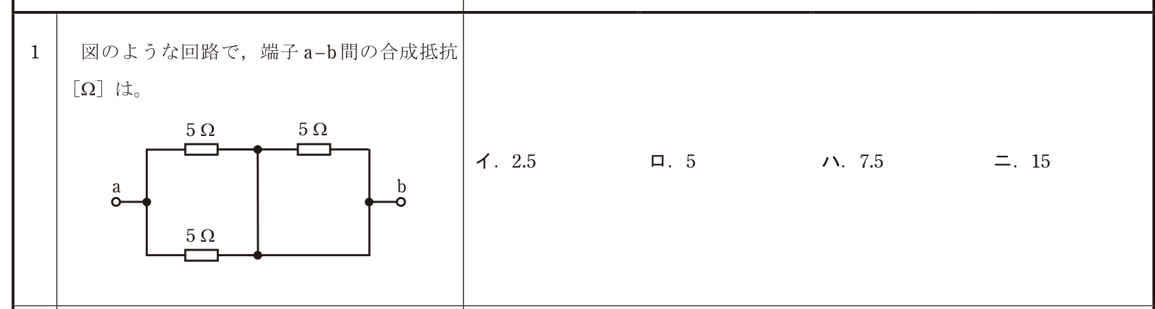 令和8年度上期 学科試験 問1: 端子a-b間の合成抵抗を求める回路図
